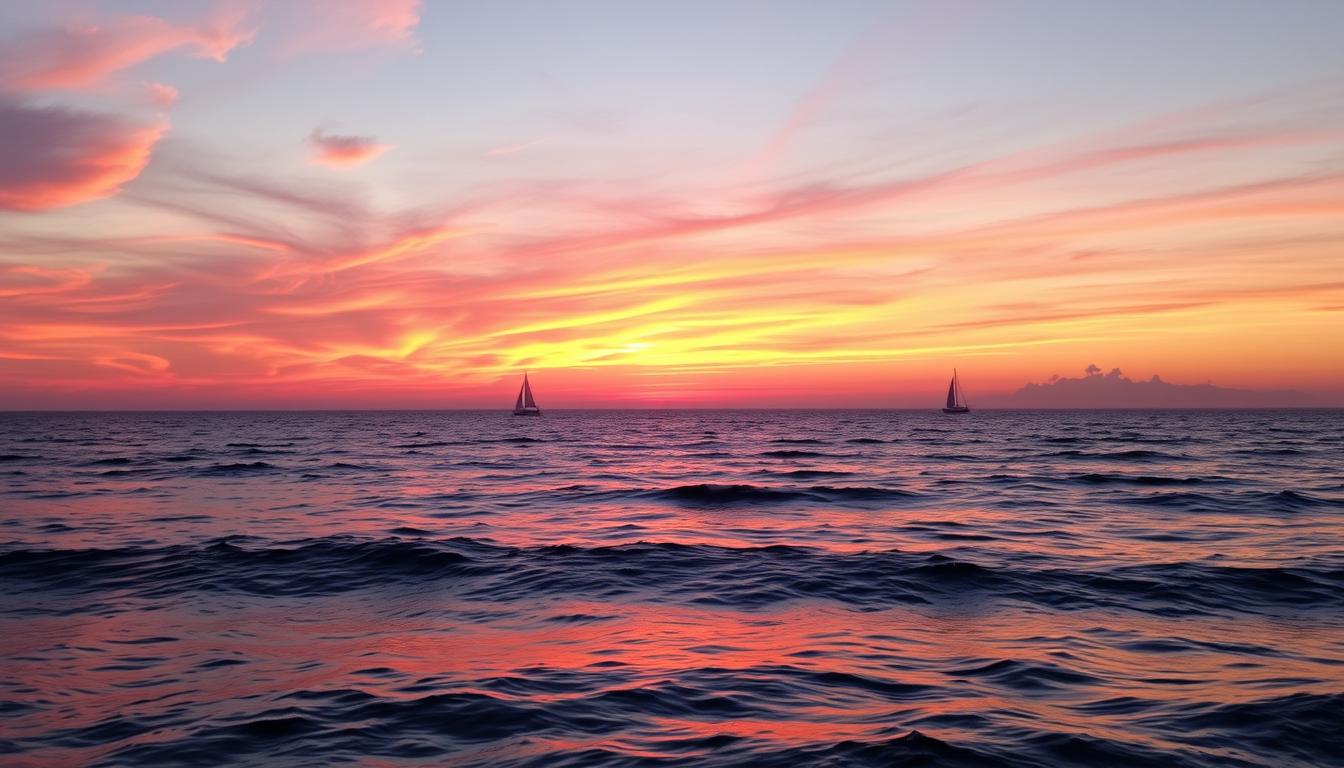 traumhafte sonnenuntergänge auf see