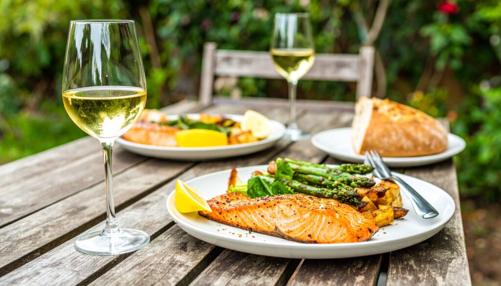 Frische Brezn und Apfelstrudel auf Holztisch in Leavenworth, Washington